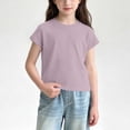 thumbnail image 4 of Amidoa Girls Short Sleeve Graphic Cute Cotton T-Shirts Kids Summer Tops Casual Soft Crewneck Tees Black Size 3T, 4 of 6