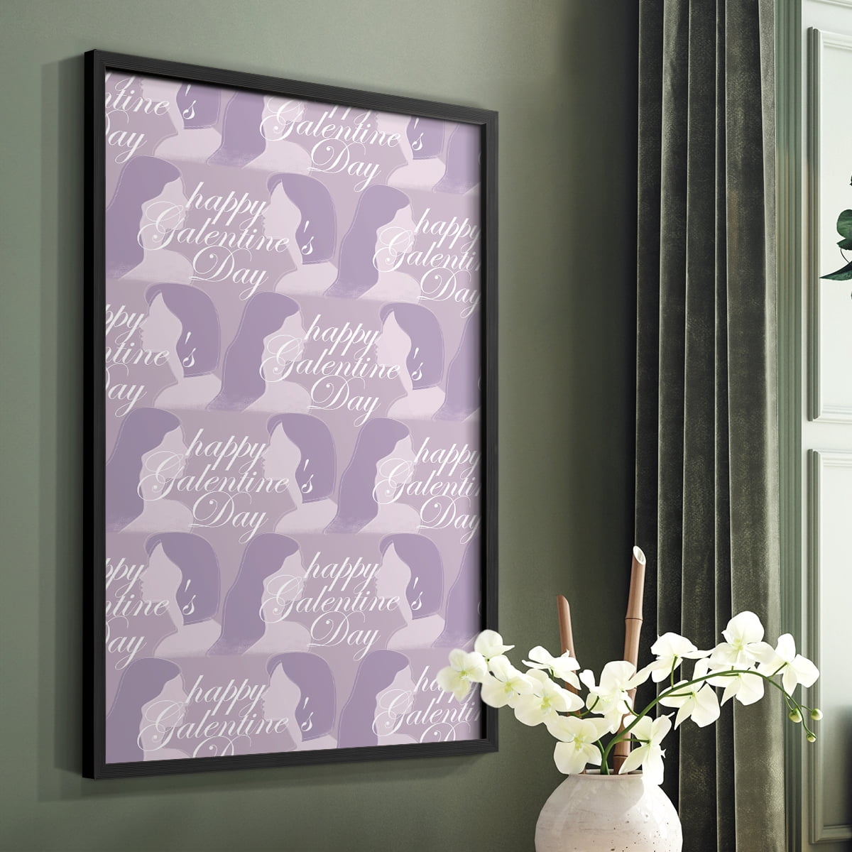 Happy Galentine's Day Collection E Framed Print in Black Solid Wood Framed Print No Nail Hanging