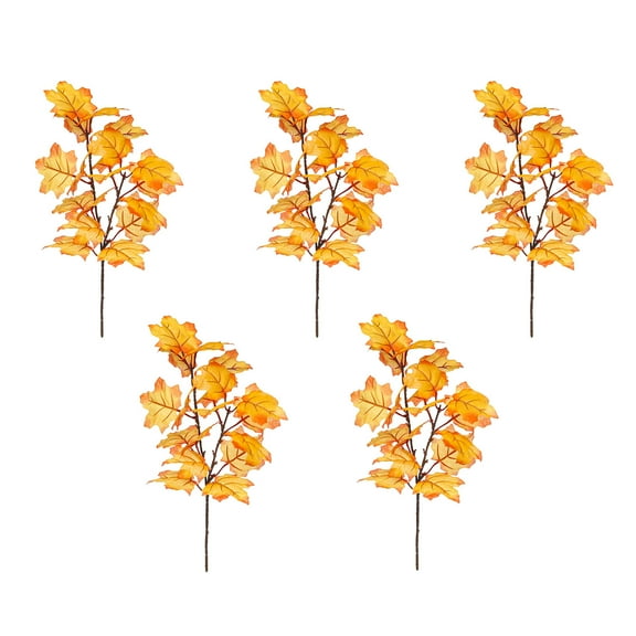Beollynier 5PCS Artificial Fall Maple Leaves 13.4 in Multicolor Faux Stems with Bendable Stems for Fake Floral Arrangement Home Office Decor