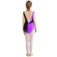 thumbnail image 5 of Aiihoo Kids Girls Shiny Rhinestone Mesh Leotard Splice Figure Skating Jumpsuit Gymnastics Leotard Dress Purple 10, 5 of 6
