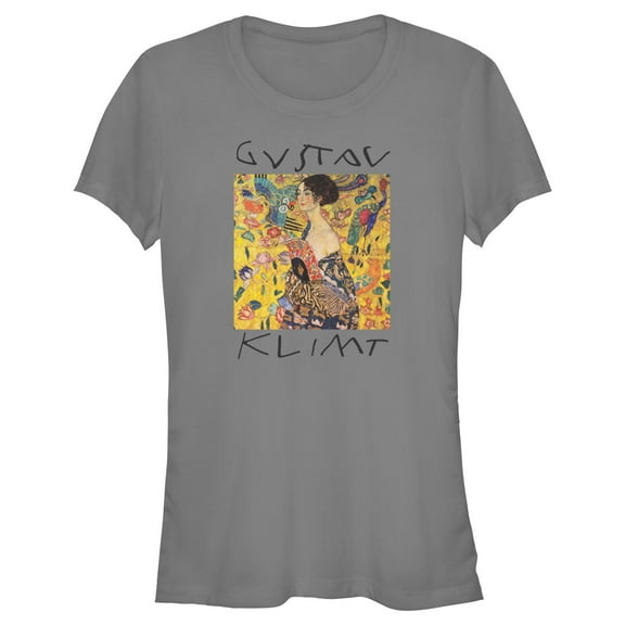 Junior's Lost Gods Woman With Fan Klimt Graphic T-Shirt