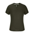 thumbnail image 3 of Rloper-Lop Ribbed Henley Shirts for Men Crewneck Short Sleeve Tee Shirts Solid Color Fitting Shirt Tops Button Down Breathable Tops, 3 of 5