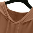 thumbnail image 4 of ManxiVoo Womens Thin Lightweight Sweatshirt Loose Fitting Short Sleeve T Shirt with Adjustable Drawstring Hood for Layering L Size Khaki, 4 of 8