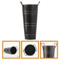 thumbnail image 2 of 2 Pcs intage Metal Galvanized Flower Vase, 9" Tall Galvanized Metal Planter Bucket with Handles, Farmhouse French Bucket for Centerpiece Wedding Decor, Floral Arrangements, Black, 2 of 9