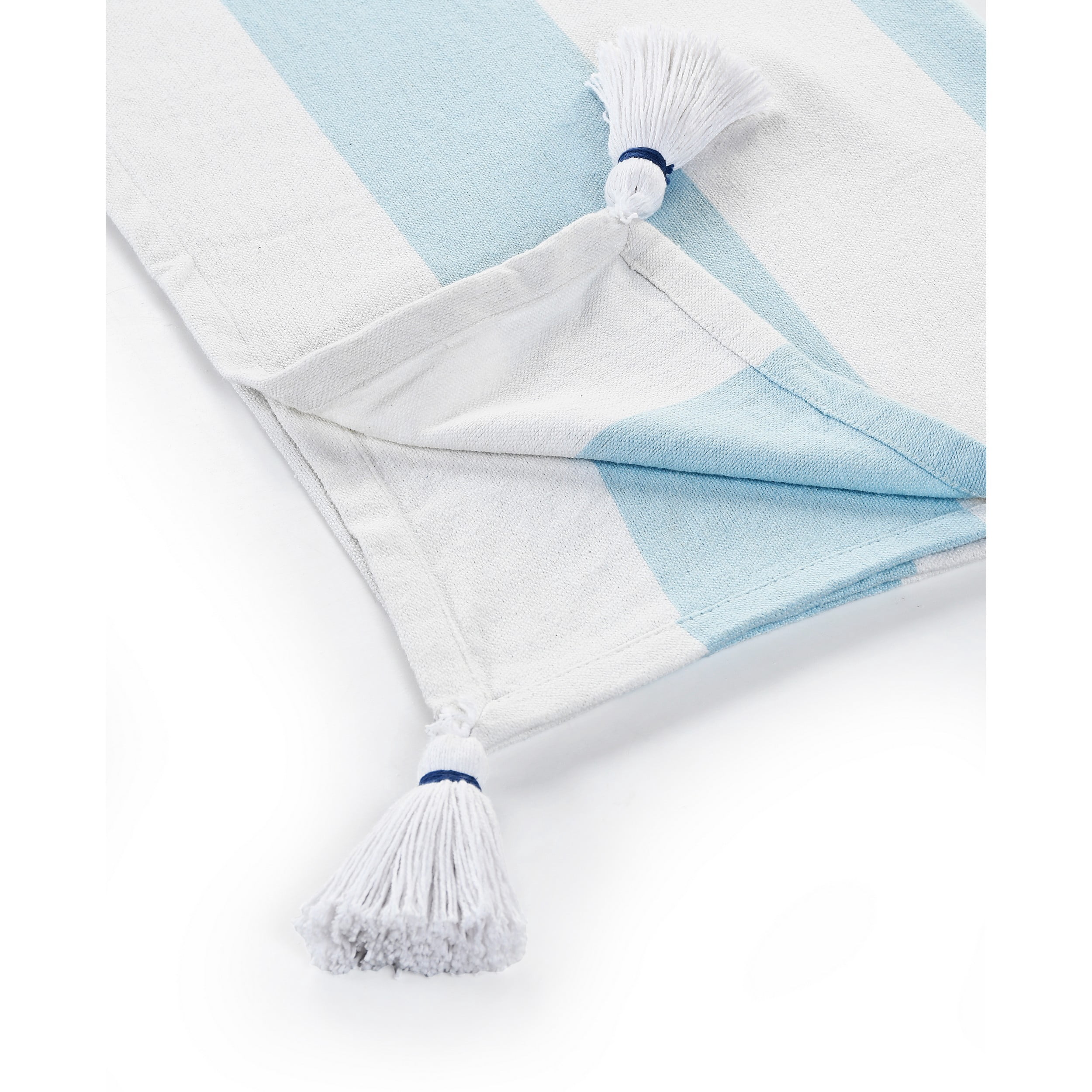 Ox Bay Aqua Blue Striped Cotton Throw Blanket, 50" x 60"
