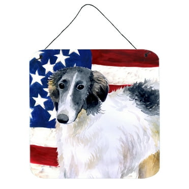 Carolines Treasures BB9672DS66 Borzoi Patriotic Wall or Door Hanging Prints 6HX6W multicolor