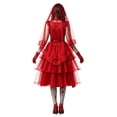 thumbnail image 4 of Halloween Costume Bloody Zombie Bride Cosplay Dress for Women, Red Tulle Cake Dress with Veil Gloves and Belts for Themed Party Carnival Halloween Night, 4 of 9