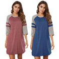 thumbnail image 6 of WBQ Women's Sleepshirt Soft Nightdress 3/4 Sleeve Night Shirt Round Neck Sleep Dress Loose Comfy Pajama S-XXL, 6 of 9