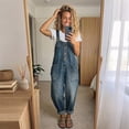 thumbnail image 6 of Czanzd Women's Denim Overalls Loose Fit Casual Bib Jumpsuit-Blue,L, 6 of 7