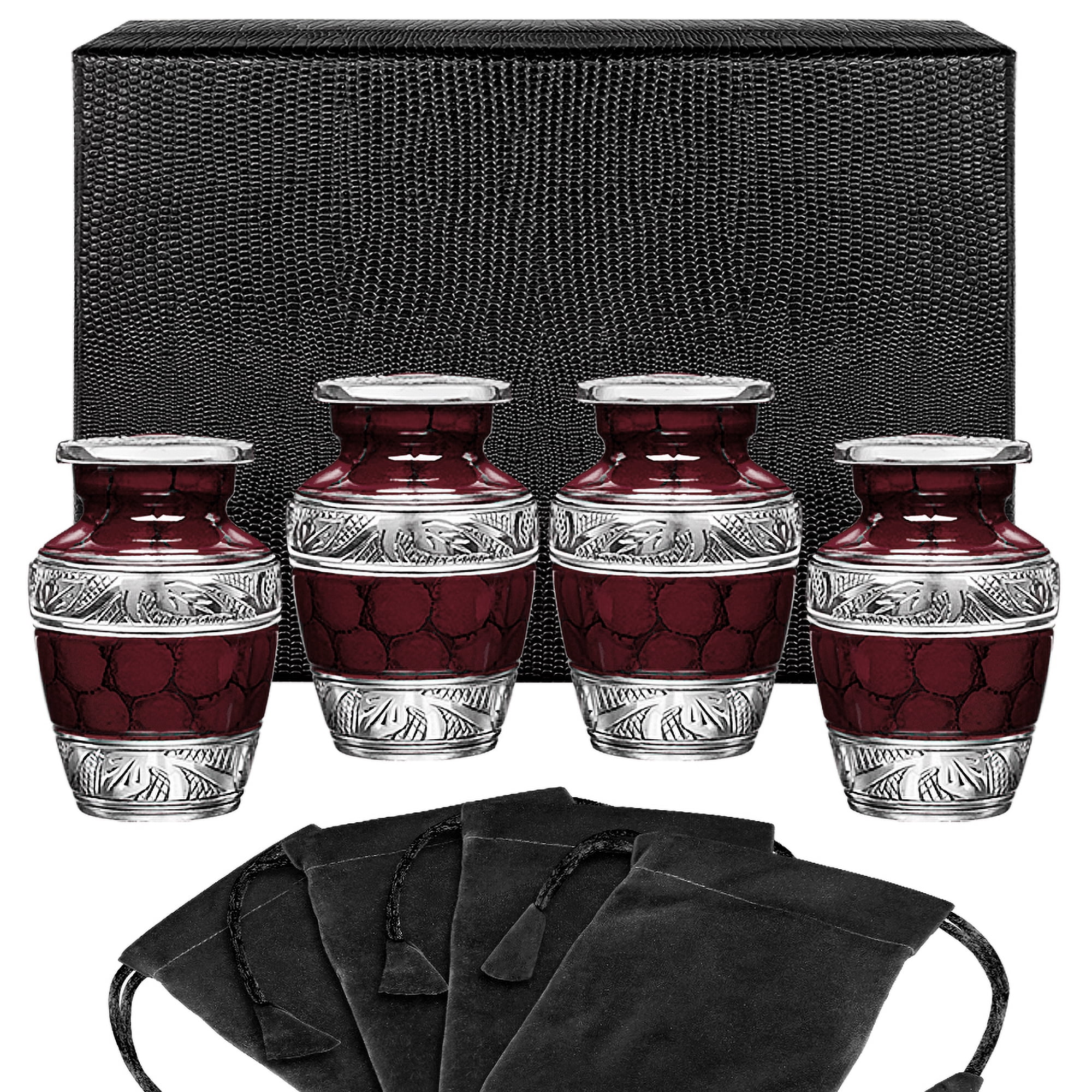 Small Keepsake Urns Handcrafted Mini Urns Set of 4 with Velvet Box & Bags Honour Your Loved One with Keepsake Urn for Ashes Muticoloured Keepsake Cremation Urns Perfect for Adults & Infants