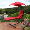 thumbnail image 4 of Sunnydaze Chaise Longue Flottante Suspendue d'Extérieur avec Auvent Parasol et Support, Rouge, Lot de 2, 4 of 8