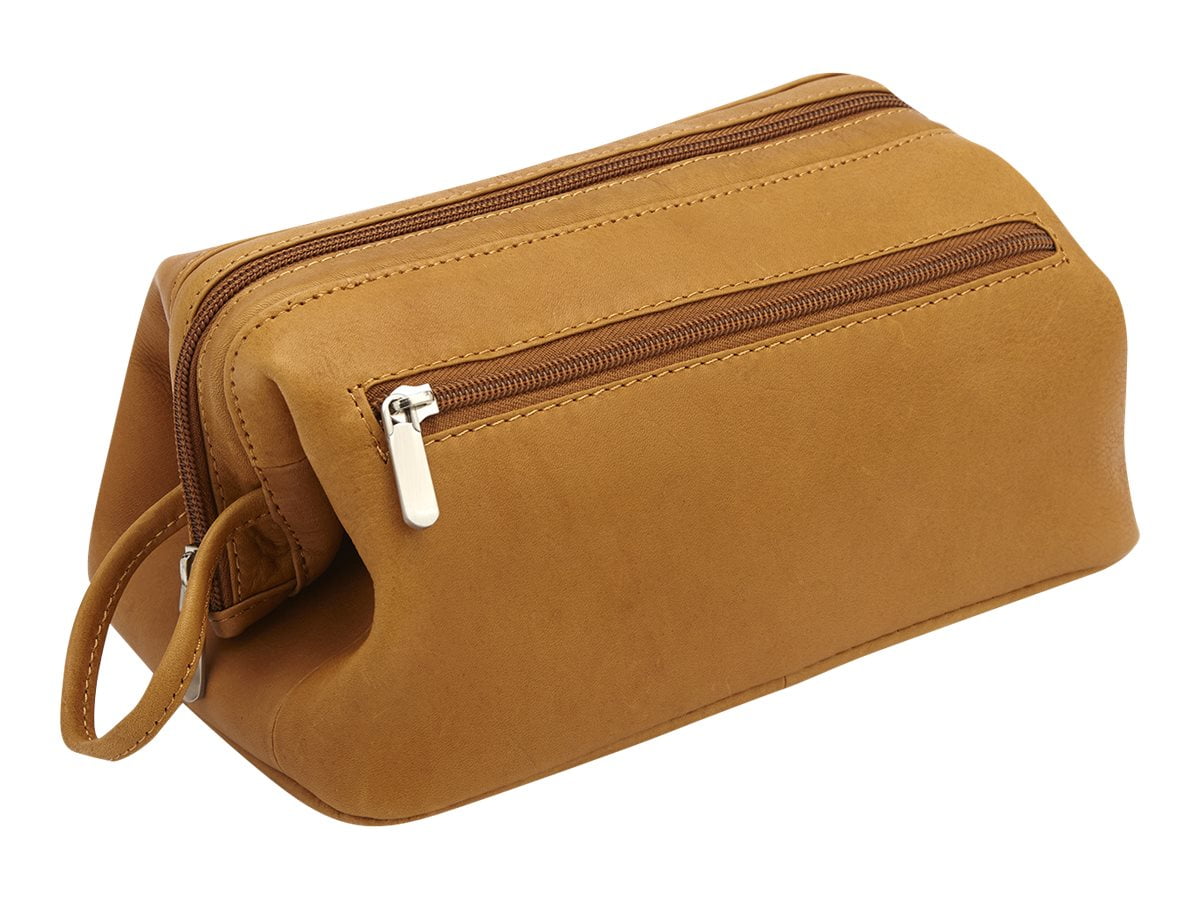 Visconti HT105 Mens Brown Leather Travel Kit Dopp Kit Wash Toiletry Bag Case 