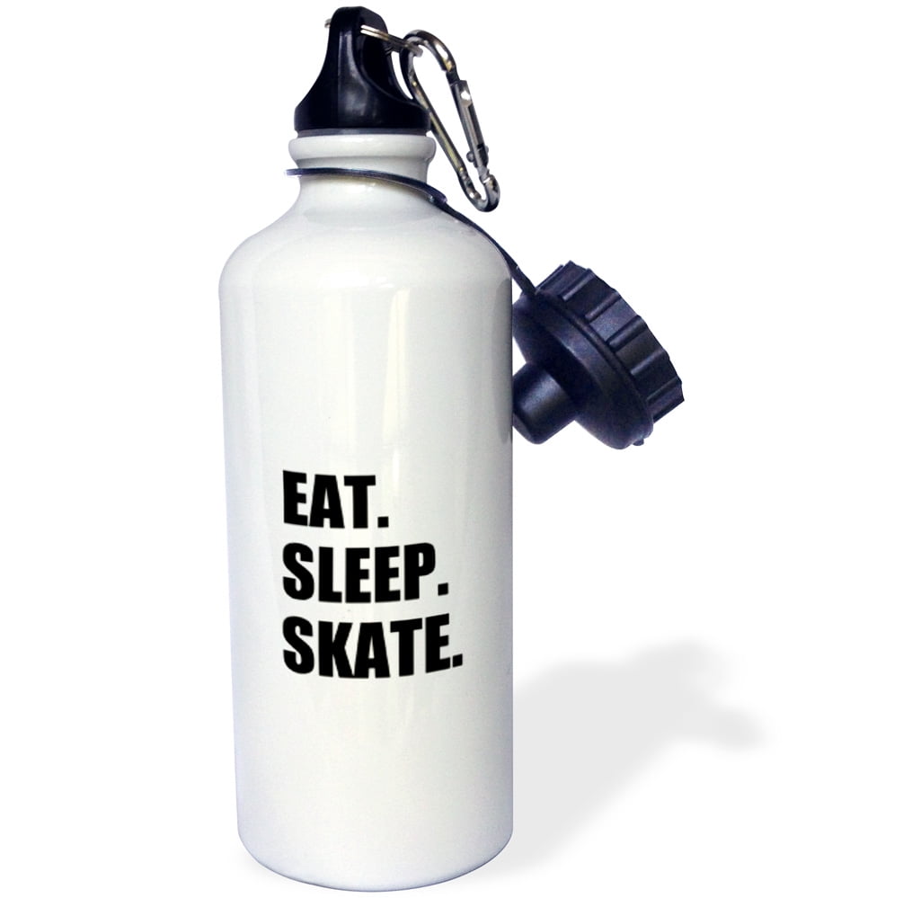 3dRose Eat Sleep Skate skating enthusiast passionate skater black text, Sports Water Bottle, 21oz by 3dRose
