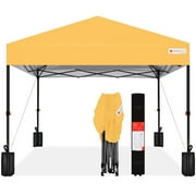 Best Choice Products 12x12ft Easy Setup Pop Up Canopy w/ 1-Button Setup, Wheeled Case, 4 Weight Bags - Marigold