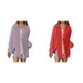 thumbnail image 1 of (2-Pack) Rinsvye Womens Oversized Casual Plain Weave Pure Color Loose Fit Blouse Lightweight Button Down Shirt Spring Summer Breezy Top Trendy Streetwear, 1 of 8