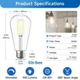 thumbnail image 2 of SHINESTAR Dimmable Edison Bulbs, 6W, Equivalent 60W, Bright Daylight White 4000K, Vintage ST58 Antique LED Filament Bulbs, E26 Medium Base, 80+ CRI, Clear Glass, 8 Pack, 2 of 7