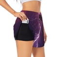 thumbnail image 3 of Lsque Thunderstorm Violet Purple Printed Women's Running Shorts with Liner Pockets,Elastic Quick Dry Workout Athletic Gym Yoga Shorts,Womens High Waist Shorts-, 3 of 9