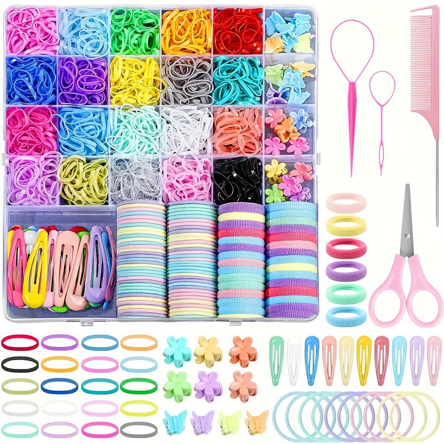HLONK 1543/1544-Piece Hair Accessory Set  Elastic Bands  Cotton Hair Ties  Styling Tools  Butterfly Clips - Curl Enhancing  Unscented  Normal Hair-Compatible  Versatile Hair Styling Kit f