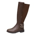 thumbnail image 3 of QSAWXQZ Women's Buckle Knee High Riding Boots Round Toe Low Heel with Side Zipper 9.5, 3 of 9