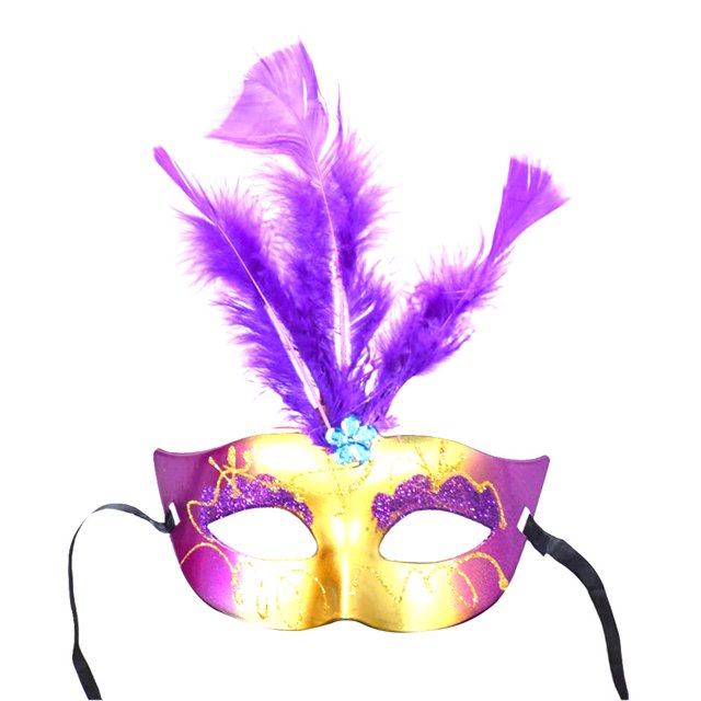 Máscara LED Mascarada Pluma Iluminada Flash Luz Máscaras para Ojos Mascarada de Halloween (Púrpura)