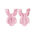 thumbnail image 3 of Aojekbee Infant Baby Girl Summer Romper Solid Color Flower Flying Sleeve Scoop Neck Bow Jumpsuit, 3 of 10