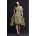 thumbnail image 2 of Bimba Robe Midi à Manches Flottantes Épaules Dénudées Imprimé Floral Vert pour Femmes - TTG, 2 of 6