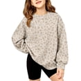 thumbnail image 2 of Leopard Print Sweatshirts for Girls Long Sleeve Crew Neck Pullover Fashion Top Trendy Fall Winter Casual Loose Fit Blouse, 2 of 6