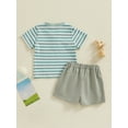 thumbnail image 5 of Musuos  Toddler Boys Summer Shorts Sets 6 12 18 24M 3TShort Sleeve Button Up Striped Tops and Solid Color Shorts Sets, 5 of 10