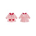 thumbnail image 2 of BemeyourBBs Toddler Baby Girl Valentines Day Red Dress Outfit Bow Heart Letter Embroidery Doll Collar Long Sleeves A Line Spring Dress, 2 of 9