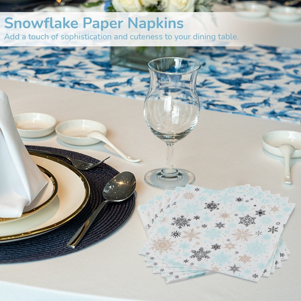 Winter Greenery White Paper Luncheon Napkins - Napkins2go