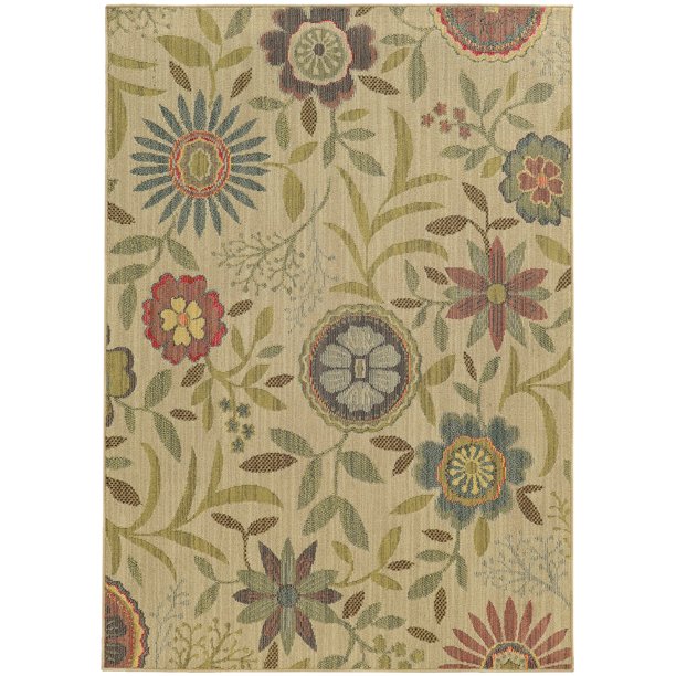 Tommy Bahama Cabana Area Rug 1330W Beige Circles Leaves