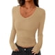 thumbnail image 1 of Remera PRETTYGARDEN de manga larga, escote en V, ajustada, corta, talle XS, 1 of 8