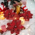 thumbnail image 5 of 1/20 piezas de flores navideñas con purpurina 2024, adornos de flores artificiales para árbol de Navidad, decoración navideña para el hogar, bricolaje, 5 of 5