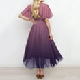 thumbnail image 4 of Gradient Flare Dress Women's Summer Fashion V-Neck Short Sleeve Flowy Swing Midi Dresses Casual Party Sundress,Purple 2XL, 4 of 6
