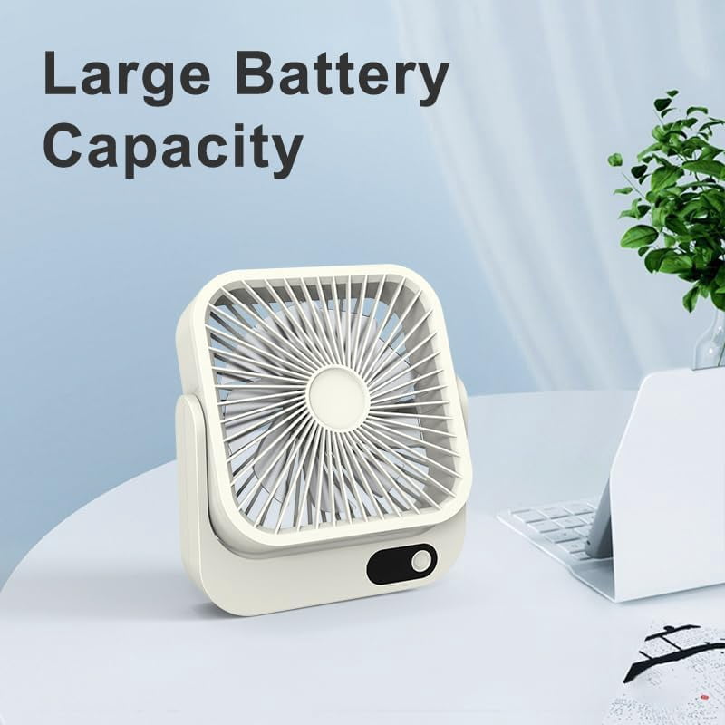 Magnetic Cruise Ship Fan, 5000mAh Battery Operated Portable Fan with 5 Speeds, Magnetically Sticks on Cabin Ceilings and Walls,desk fan- White
