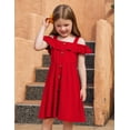 thumbnail image 2 of Arshiner Girls Dresses Summer Spaghetti Strap Cold Shoulder Ruffle Button Down A Line Dresses, 2 of 6