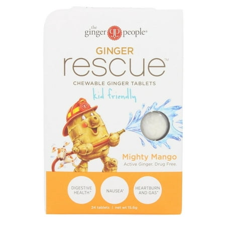 Ginger People Ginger Rescue for Kids - Mighty Mango - 24 Chewable Tablets - Case of 10
