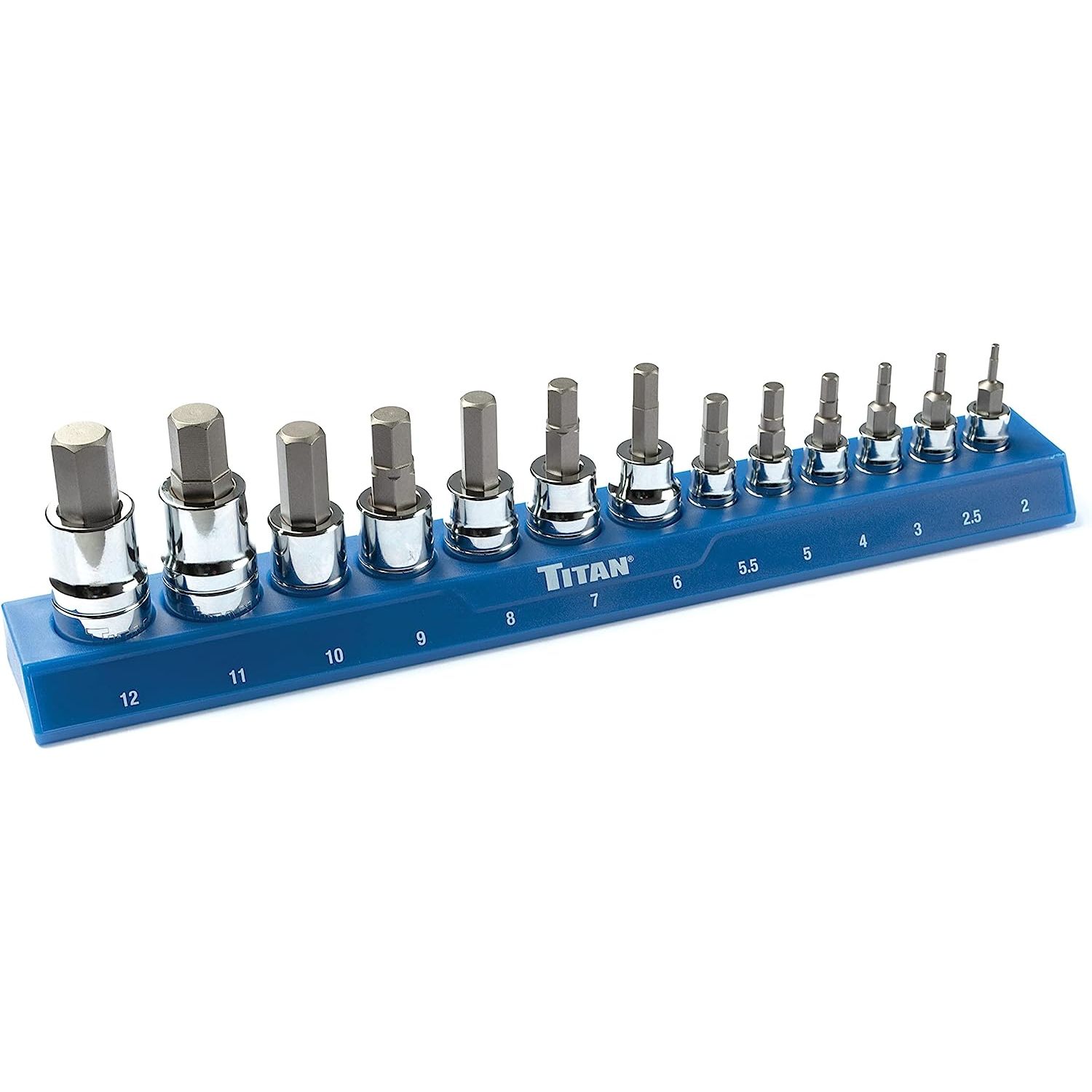 HYYYYH 85531 13Piece Metric Hex Bit Socket Set, Socket Organizer with LaserEtched