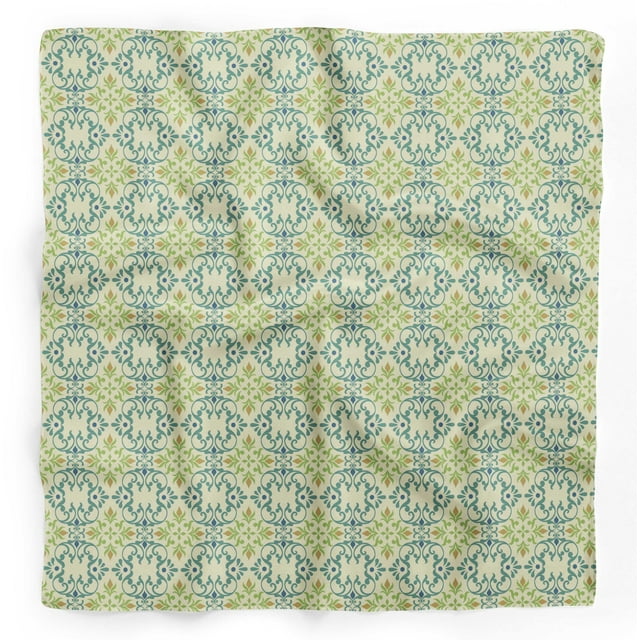 Bimba Yellow Vector Design Damask Pure Silk Printed Scarf Dupatta Head Neck Wrap Bandanas For Women 40 x 80 Inches
