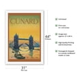 thumbnail image 2 of Tower Bridge England - Cunard Line - Front Cover Passenger List T.S.S. Tuscania - Vintage Ocean Liner Travel Poster c.1926 - Fine Art Rolled Canvas Print 27in x 40in, 2 of 4
