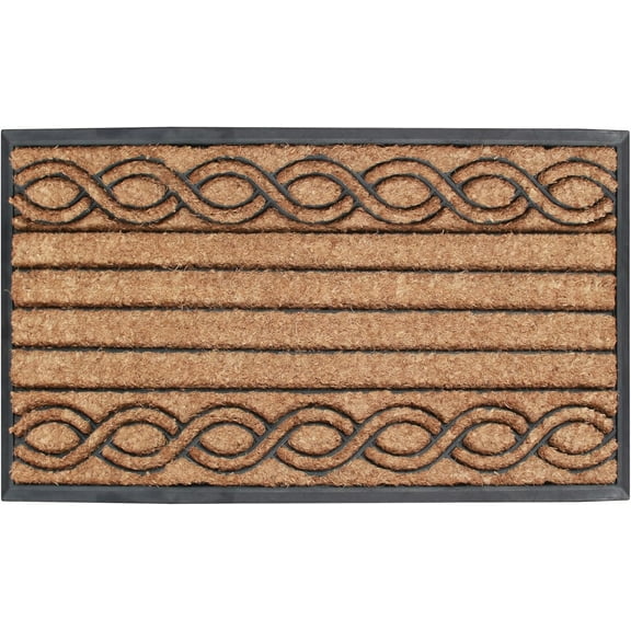A1HC Rubber and Coir Beautifully Design Striped Durable Doormat for Outdoor Indoor Entrance Mat 23"X39", Beige