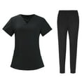 thumbnail image 2 of Nursing Scrub Set Comfortable Breathable with Pockets Fashion Tops Pants Durable Black S, 2 of 8