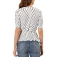 thumbnail image 3 of INSPIRE CHIC Hauts à Pois pour Femmes, Taille Nouée, Ourlet à Volants, Col en V, Cache-Cœur, 3 of 7