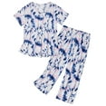 thumbnail image 3 of Zando 2 Piece Pajamas for Woman Set Capri Pajamas for Woman Soft Cotton Sleepwear for Woman Top and Capri Pants Pjs Set Blue and Pink Tie-Dye Size M-3XL, 3 of 7