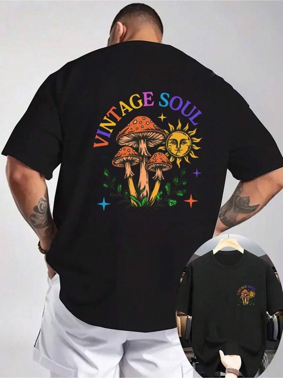 Men's T-Shirt, Vintage Art Style, Hippie Outdoor Music Festival Top