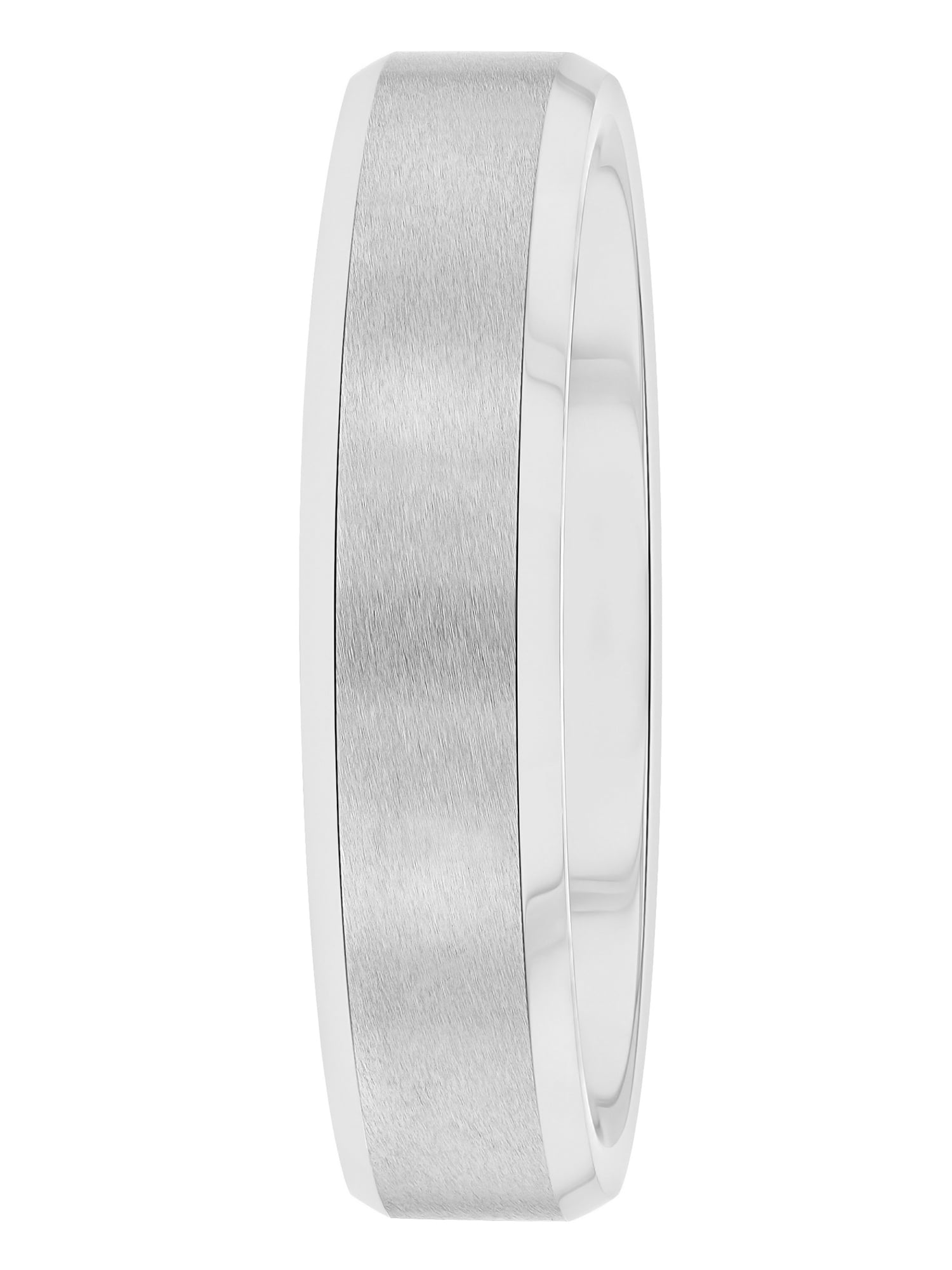 Mens Silver-Tone Tungsten 5MM Plain Beveled Comfort Fit Wedding Band - Mens Ring