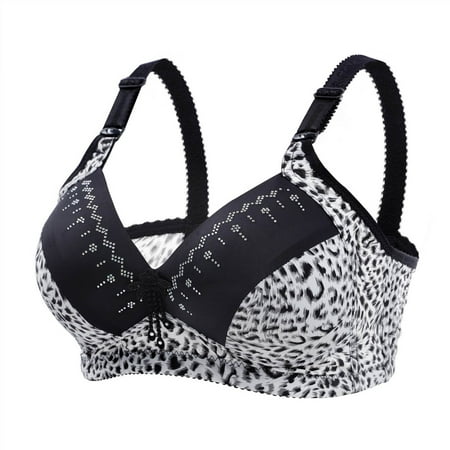

Mackneog Best Bras for Women Women Leopard-Print Front Buckles Underwear No Steel Ring Close Bra Polyester Push Up Bras for Women