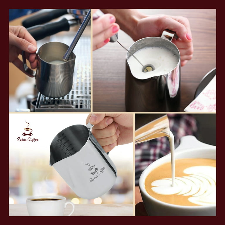 Milk Frothing Pitcher 30oz - Milk Frother Pitcher 12 20 30oz - Measurements  on Both Sides Plus eBook - Milk Frother Cup Espresso Cappuccino Coffee  Latte Art Stainless Steel Jug Milk Steaming Pitcher 