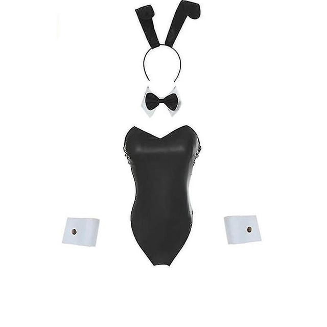 Disfraz de conejito para mujer, disfraz de chica conejito Senpai, mono de una pieza, falda, cuello, anillos de manga y tocado, talla única