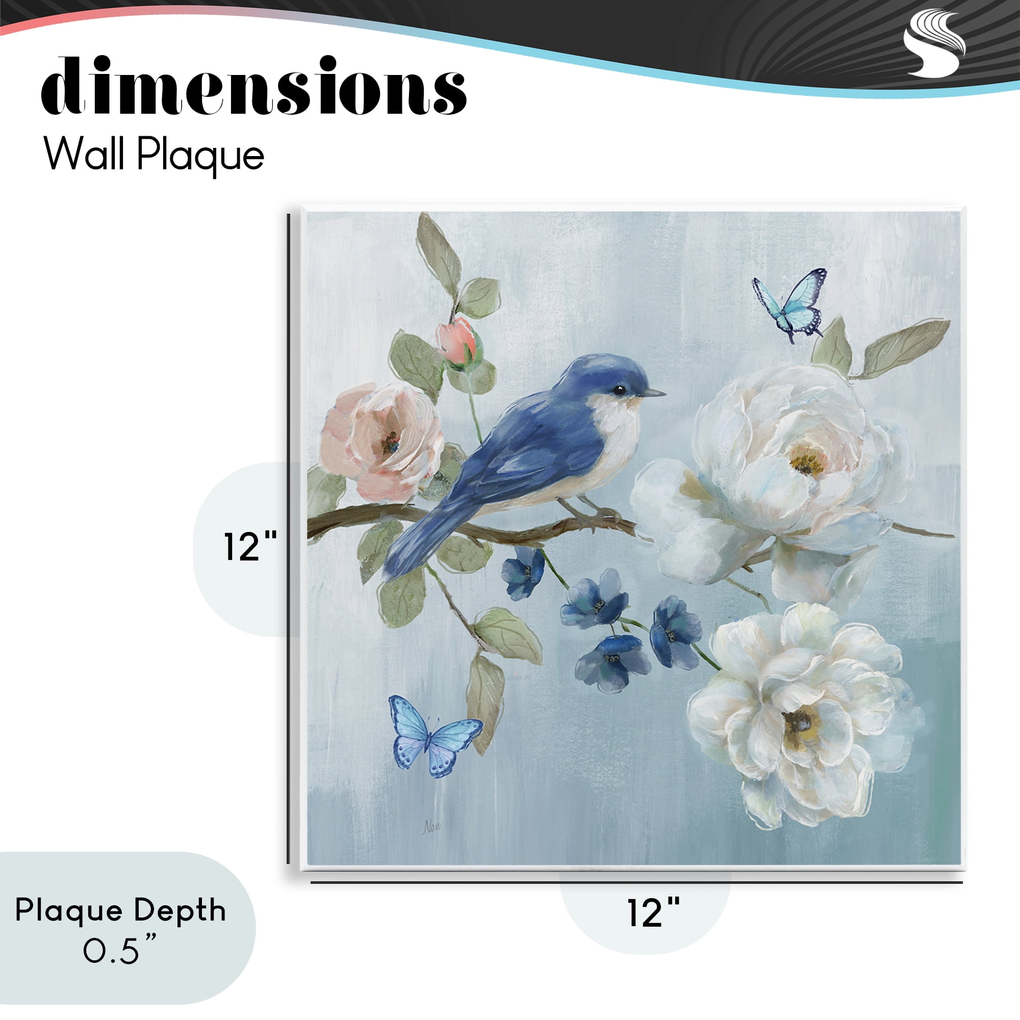 Stupell Industries Blue Bird Tranquility Wall Plaque Art, design by Nan
